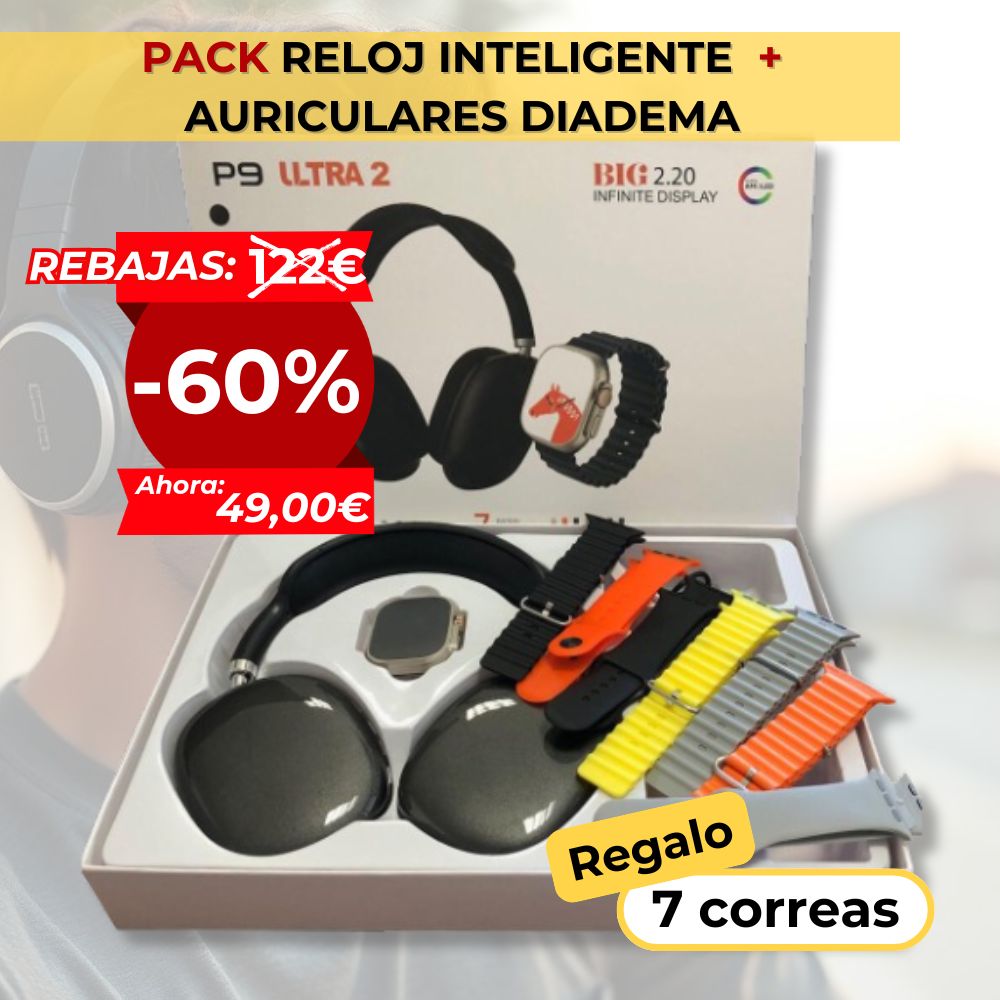 Pack Conexión Total: Smartwatch Ultraligero + Auriculares Premium + 7 Correas GRATIS