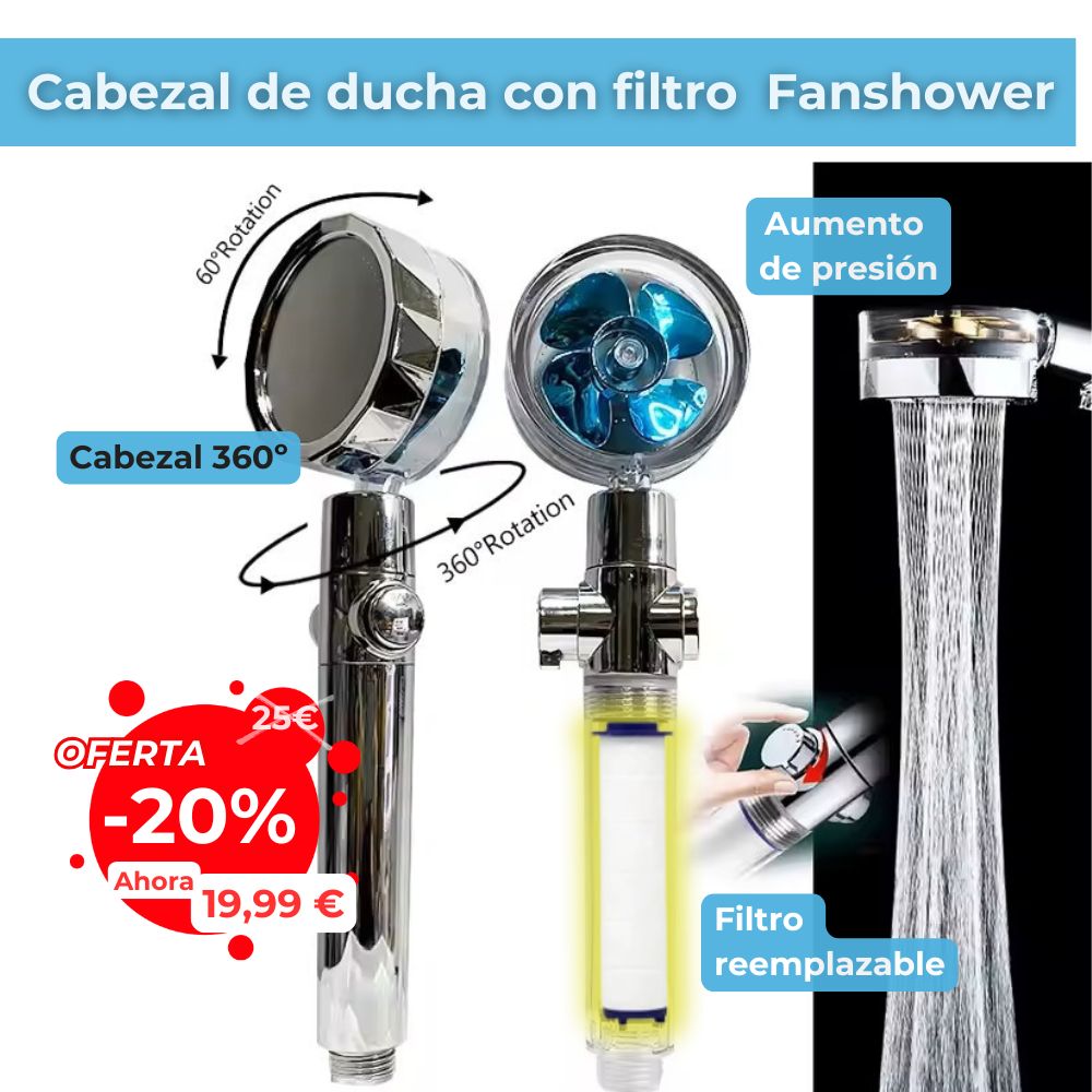 Alchofa Cabezal de Ducha con Filtro FanShower: Agua Pura, Piel Sana y Ahorro Inteligente en Cada Ducha