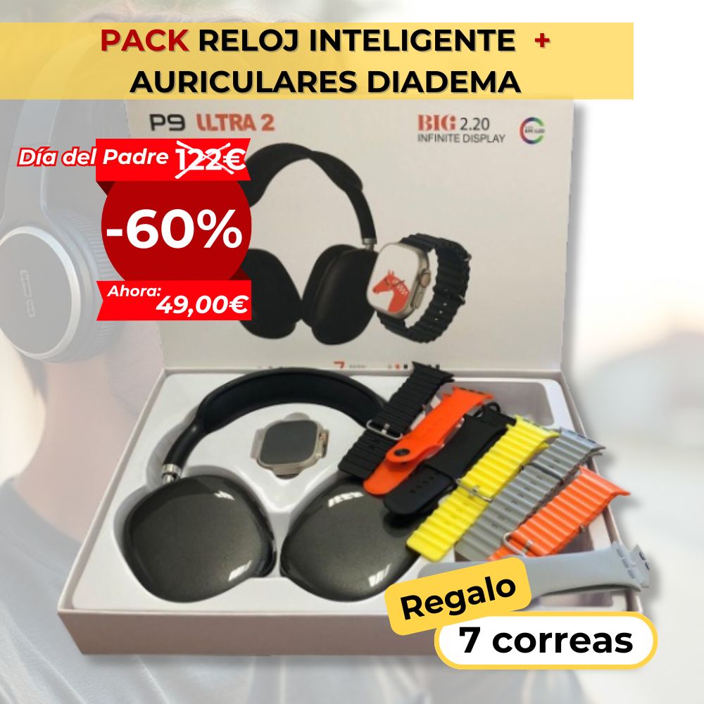 Pack Conexión Total: Smartwatch Ultraligero + Auriculares Premium + 7 Correas GRATIS