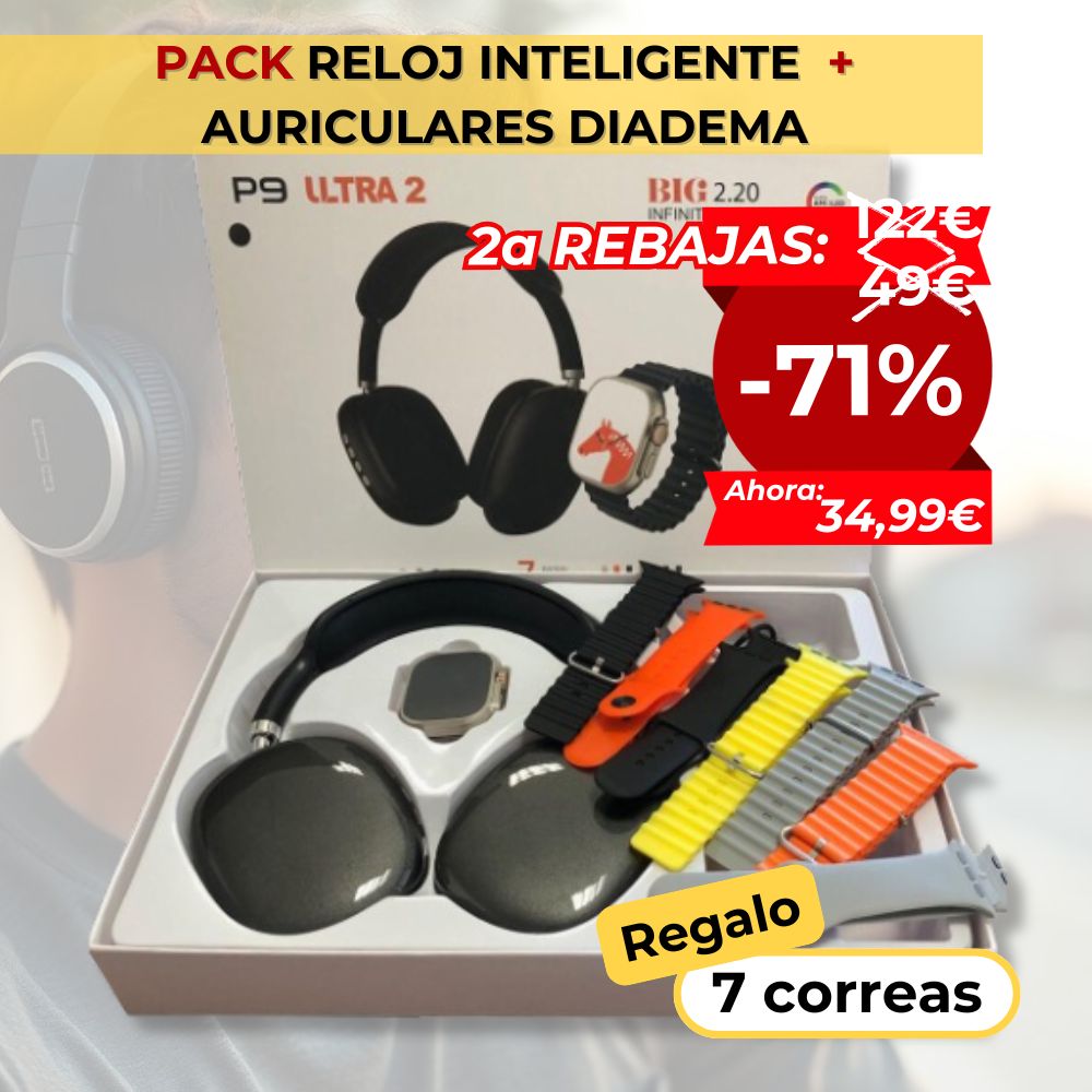 Pack Smart Watch + Auriculares Diadema + 7 correas GRATIS